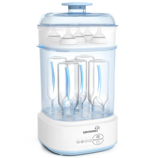 Picture of Bottle Sterilizer and Dryer, Compact Electric Steam Baby Bottle Sterilizer (Esterilizador de Biberones), Bottle Sanitizer for Baby Bottles, Pacifiers, Pump Parts Blue