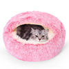 Picture of Calming Dog Beds & Cat Cave Bed with Hooded Cover,Removable Washable Round Beds for Small Medium Pets,Anti-Slip Faux Fur Fluffy Coved Bed for Improved Sleep,Fits up to 15/25 lbs(Pink,M)
