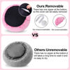 Picture of Calming Dog Beds & Cat Cave Bed with Hooded Cover,Removable Washable Round Beds for Small Medium Pets,Anti-Slip Faux Fur Fluffy Coved Bed for Improved Sleep,Fits up to 15/25 lbs(Pink,M)