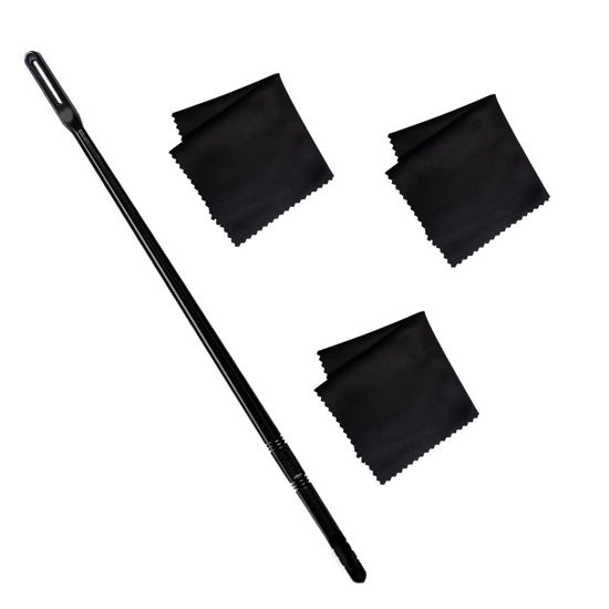 Picture of Flute Cleaning Rod with 3pcs Flute Cleaning Cloth, Flute Cleaning Kit, Flute Cleaning Rod and Flute Cleaning Cloth, Cleaning Swabs Flute Cleaning Cloth, Flute Cleaning Cloth (Black)