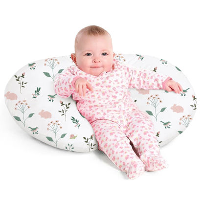 Picture of Little Grape Land Nursing Pillow for Infants, Breastfeeding Pillows, Baby Support Pillow for Nursing, Bottle Feeding, Tummy Time with Machine Washable Cover & Breathable Filling (Little Bunny)