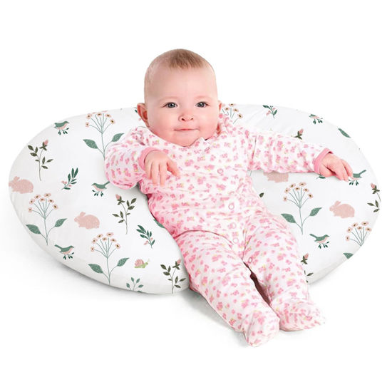 Picture of Little Grape Land Nursing Pillow for Infants, Breastfeeding Pillows, Baby Support Pillow for Nursing, Bottle Feeding, Tummy Time with Machine Washable Cover & Breathable Filling (Little Bunny)