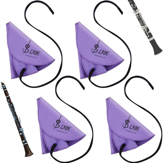 Picture of 4 Pcs Clarinet Swab Cloth Clarinet Cleaner Clarinet Cleaning Cloth Swab for Inside Tube Suitable Clarinet Piccolo Flute Sax Saxophone (Purple)
