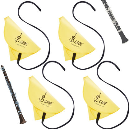 Picture of 4 Pcs Clarinet Swab Cloth Clarinet Cleaner Clarinet Cleaning Cloth Swab for Inside Tube Suitable Clarinet Piccolo Flute Sax Saxophone (Yellow)