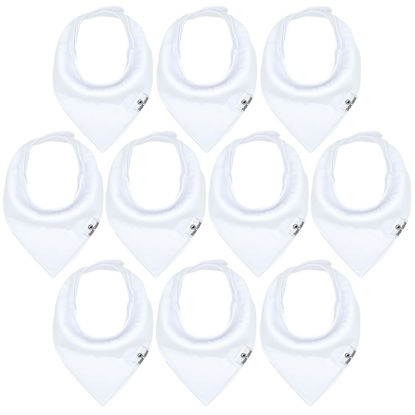 Picture of DiaperSquad's 10-Pack Baby Bibs for Drooling and Teething, Bibs for Boys, Baby Girl - Solid Cotton Baby Drool Bibs (White)