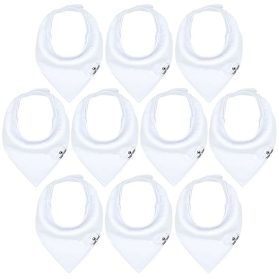 Picture of DiaperSquad's 10-Pack Baby Bibs for Drooling and Teething, Bibs for Boys, Baby Girl - Solid Cotton Baby Drool Bibs (White)