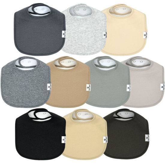 Picture of DiaperSquad's 10-Pack Baby Bibs for Drooling and Teething, Bibs for Boys, Baby Girl - Solid Cotton Baby Drool Bibs (Neutral Traditional)