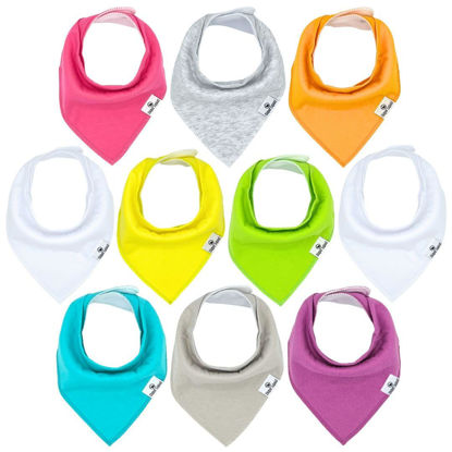 Picture of DiaperSquad's 10-Pack Baby Bibs for Drooling and Teething, Bibs for Boys, Baby Girl - Solid Cotton Baby Drool Bibs (Brights)