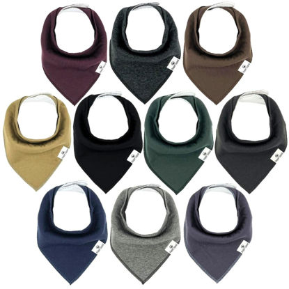 Picture of DiaperSquad's 10-Pack Baby Bibs for Drooling and Teething, Bibs for Boys, Baby Girl - Solid Cotton Baby Drool Bibs (Deep Darks)