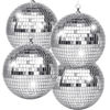Picture of 4 Pack Large Disco Ball Silver Hanging Disco Balls Reflective Mirror Ball Ornament for Party Holiday Wedding Dance and Music Festivals Decor Club Stage Props DJ Decoration (6 Inch)