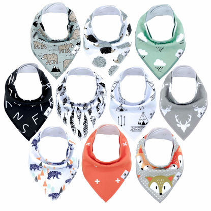 Picture of DiaperSquad's 10-Pack Baby Bibs for Drooling and Teething, Bibs for Boys, Baby Girl - Solid Cotton Baby Drool Bibs (Woodland)