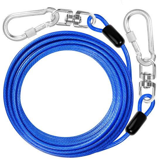 Picture of jenico Dog Tie Out Cable: 30 ft Dog Lead for Yard - Heavy Duty Chain Leash Outside for Small Large Dogs Up to 500 lbs - Outdoor Dog Runner Tether
