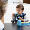 Picture of ezpz Mini Utensils - 12 Months+ (Fork & Spoon in Blue) - 100% BPA Free Fork and Spoon - Toddler Utensils - Designed by a Pediatric Feeding Specialist