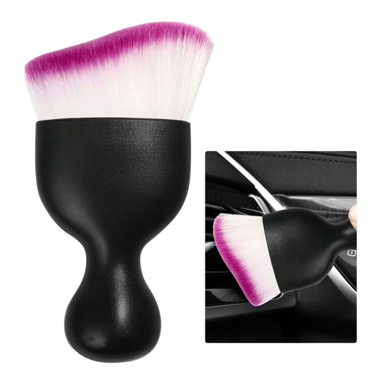 Picture of Ziciner Car Detailing Brush, Curved Soft Bristles Auto Removal Dust Collectors, Universal Vehicle Dashboard, Air Conditioner Vents etc Interior Cleaning Tool Accessories (Purple)