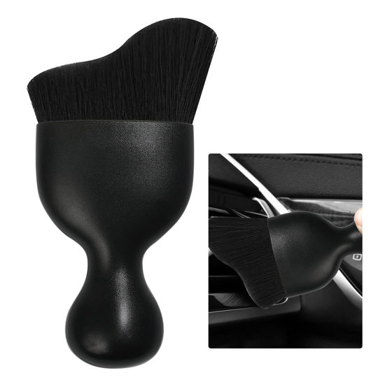 Picture of Ziciner Car Detailing Brush, Curved Soft Bristles Auto Removal Dust Collectors, Universal Vehicle Dashboard, Air Conditioner Vents etc Interior Cleaning Tool Accessories (Black)