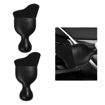 Picture of Ziciner 2 PCS Car Detailing Brush, Curved Soft Bristles Auto Removal Dust Collectors, Universal Vehicle Dashboard, Air Conditioner Vents etc Interior Cleaning Tool Accessories (Black)