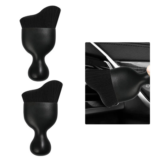 Picture of Ziciner 2 PCS Car Detailing Brush, Curved Soft Bristles Auto Removal Dust Collectors, Universal Vehicle Dashboard, Air Conditioner Vents etc Interior Cleaning Tool Accessories (Black)