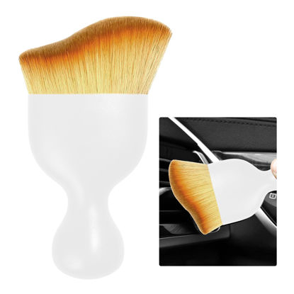 Picture of Ziciner Car Detailing Brush, Curved Soft Bristles Auto Removal Dust Collectors, Universal Vehicle Dashboard, Air Conditioner Vents etc Interior Cleaning Tool Accessories (White)
