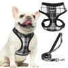 Picture of PUPTECK Soft Mesh Dog Harness and Leash Set Pet Puppy Cat Comfort Padded Vest No Pull Harnesses, Black&White, L