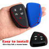 Picture of TANDRIVE Key Fob Cover for 2022 2023 2024 Chevy Silverado 1500 GMC Sierra 1500, 2024 Silverado Sierra 2500HD 3500HD, Silicone, 2-Pack, Black Blue