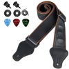 Picture of ROTOPATA Guitar Strap, Electric Guitar Strap with Pick Holders, PU Leather Ends Acoustic Guitar Strap with 2 Buttons 2 Locks 3 Guitar Picks
