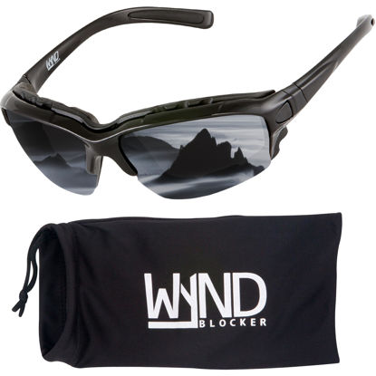 Picture of WYND Blocker Motorcycle Riding Glasses Extreme Sports Wrap Sunglasses, Black, Silver Mirror