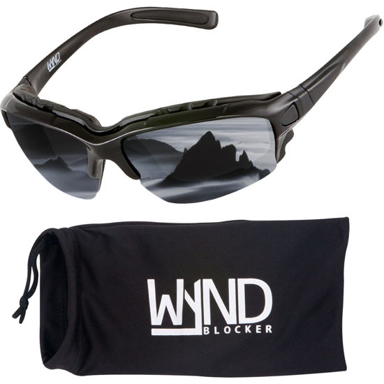 Picture of WYND Blocker Motorcycle Riding Glasses Extreme Sports Wrap Sunglasses, Black, Silver Mirror