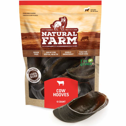 Picture of Natural Farm Cow Hooves (6 Pack), Odor-Free, All Natural Sourced from Farm-Raised Beef Hoof Dog Treats, Great Alternative to Bully Sticks or Rawhide, Dental Chew for Small, Medium, Large Breeds