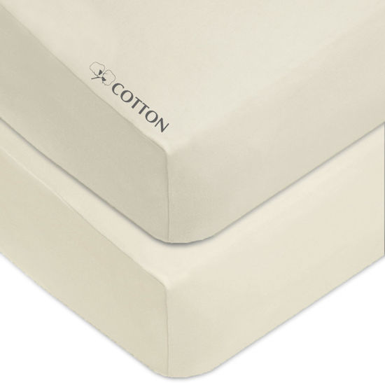 Picture of American Baby Company 2 Pack Fitted Crib Sheets 28" x 52", Soft Breathable Neutral 100% Cotton Jersey Sheet, Cream, for Boys and Girls, Fits Crib and Toddler Bed mattresses