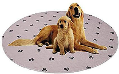 Picture of SincoPet Washable Dog Pee Pads with Puppy Grooming Gloves,Puppy Pads,Reusable Pet Training Pads,Large ,Waterproof Pet Pads for Dog Bed Mat,Super Absorbing Whelping Pads,36 Round Inch (Pack of 2)