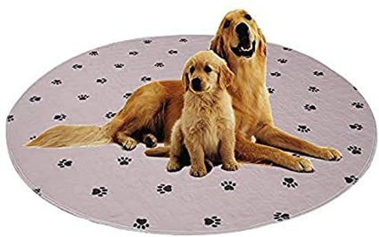 Picture of SincoPet Washable Dog Pee Pads with Puppy Grooming Gloves,Puppy Pads,Reusable Pet Training Pads,Large ,Waterproof Pet Pads for Dog Bed Mat,Super Absorbing Whelping Pads,36 Round Inch (Pack of 2)