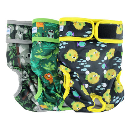 Picture of Leekalos Reusable Washable Dog Diapers Female (3 Pack) - Highly Absorbent Doggie Diapers - Size Adjustable Puppy Diapers for Dog Period Panties (Large, Globefish)
