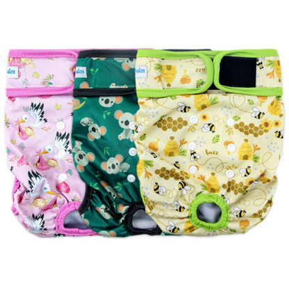 Picture of Leekalos Reusable Washable Dog Diapers Female (3 Pack) - Highly Absorbent Doggie Diapers - Size Adjustable Puppy Diapers for Dog Period Panties (X-Large, Honeybee)