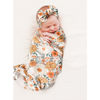 Picture of Konssy Baby Girl Newborn Receiving Blanket with Headband Set Baby Swaddle Nursery Swaddle Wrap