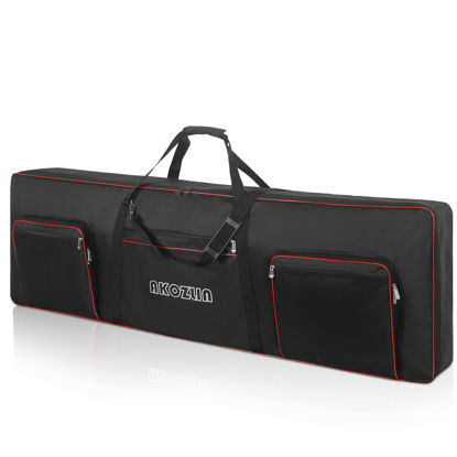 Picture of AKOZLIN 88 key Electric Piano Keyboard Gig Bag 57.5"x18"x6.75" with Adjustable Straps and 5-Pocket for Keyboard Accessaries,88-Note Keyboard Case