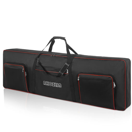 Picture of AKOZLIN 88 key Electric Piano Keyboard Gig Bag 57.5"x18"x6.75" with Adjustable Straps and 5-Pocket for Keyboard Accessaries,88-Note Keyboard Case