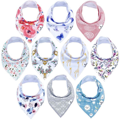 Picture of DiaperSquad's 10-Pack Baby Bibs for Drooling and Teething, Bibs for Boys, Baby Girl - Solid Cotton Baby Drool Bibs (Girly)