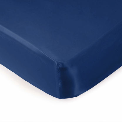 Picture of Pro Goleem Satin Soft Crib Sheet Great for Baby with Sensitive Hair Silky Baby Mattress Sheet Navy Blue 52’’x28’’x8’’ Fitted Sheet for Boys and Girls