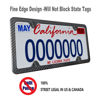 Picture of ZXFOOG Carbon Fiber License Plate Frame- 1 Pack100% Handcrafted Real Carbon Fiber Cloth Wrapped Holder, Slim Black Stainless Steel Car Tag Cover with Screws Caps, Rattle Proof Pad, 4 Hole