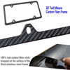 Picture of ZXFOOG Carbon Fiber License Plate Frame- 1 Pack100% Handcrafted Real Carbon Fiber Cloth Wrapped Holder, Slim Black Stainless Steel Car Tag Cover with Screws Caps, Rattle Proof Pad, 4 Hole