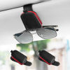 Picture of SINGARO Sunglasses Holder for Car, Leather Magnetic Buckle Sun Visor Sunglass Clip, Ticket Card Storage Glasses Clip, Car Interior Accessories for Men and Women（2PCS Black-red）