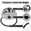 Picture of Serentive 2Pcs Cat Bowls Non-Slip Stainless Steel Small Cat Food Bowls Unbreakable Thicken Cat Feeder 7 Oz Cat Dishes Suitable for Indoor Small Pets Removable Rubber Base Easily Clean Lovely Color