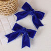 Picture of 3" Velvet Royal Blue Hair Bows Small Cute Velvet Ribbon Alligator Hair Clips Barrettes Hairpins Wedding Prom Party Dress Decor Accessory for Little Teen Toddler Flower Girls Kids