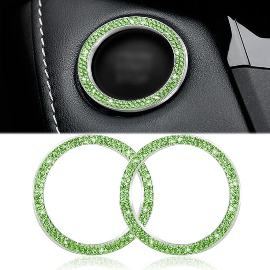 Picture of WINKA Car Engines Start Stop Accessories for Car Interior Decoration Light Green 2pcs Rhinestone Sticker