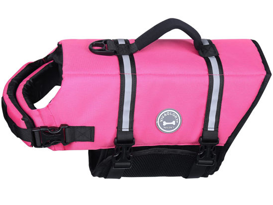 Picture of VIVAGLORY Ripstop Dog Life Jacket for Small Medium Large Dogs Boating, Swimming Vest for Dogs with Enhanced Visibility & Buoyancy, Pink