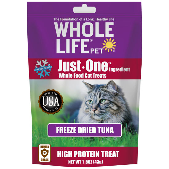 Picture of Whole Life Pet Just One Tuna Freeze Dried Cat Treats - Human Grade Cat Food Toppers, High Protein Cat Snacks, Cat Toppers for Food, Natural Cat Treats, USA Made Tuna Cat Treats - 1.5 oz (Pack of 1)