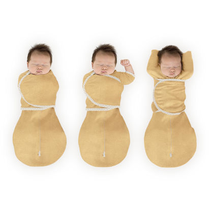 Picture of SwaddleDesigns Omni Swaddle Sack Arms Up Half-Length Sleeves & Mitten Cuffs, Easy Swaddle Transition, Gold, 0-3 Month