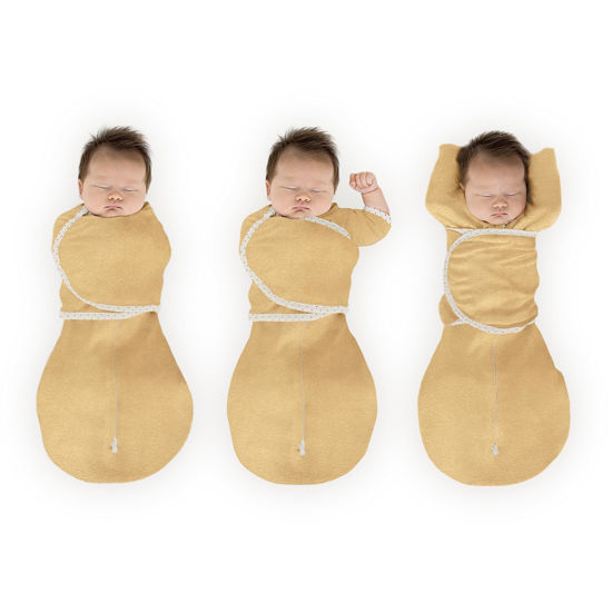 Picture of SwaddleDesigns Omni Swaddle Sack Arms Up Half-Length Sleeves & Mitten Cuffs, Easy Swaddle Transition, Gold, 0-3 Month