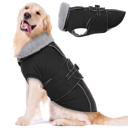 Picture of Lelepet Warm Dog Coat Reflective Dog Fleece Vest Waterproof Dog Jacket Windproof Dog Winter Coat Dog Cold Weather Coat with Adjustable Buckle Large Dog Coat Dog Snowsuit Dog Coat for Extra Large Dogs
