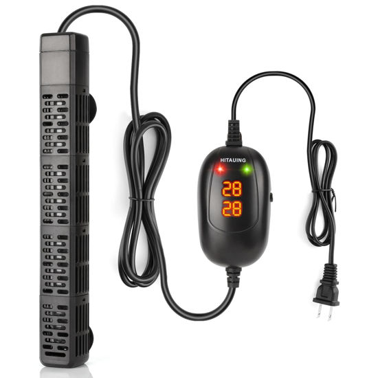 Picture of HiTauing Aquarium Heater, 50W/100W/200W/300W/500W Submersible Fish Tank Heater with Over-Temperature Protection and Automatic Power-Off When Leaving Water for Saltwater and Freshwater